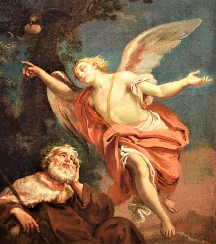 The Angel of God appears to the prophet Elijah - Italian school of the 17th century - 